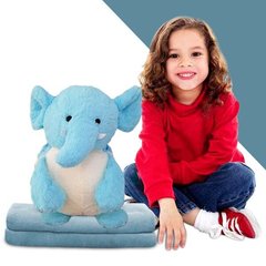Іграшка-подушка Слоник з пледом 3 в 1 Блакитний 3125 фото