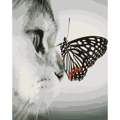 Картина за номерами Strateg ПРЕМІУМ Метелик на носику 2 розміром 40х50 см (DY033) DY033-00002 фото