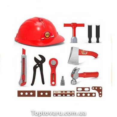 Набір інструментів іграшковий 11 елементів з каски червоний 15446 фото