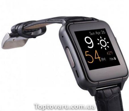 Розумний годинник Smart Watch X7 з чорним шкіряним ремінцем та срібним обідком 4094 фото