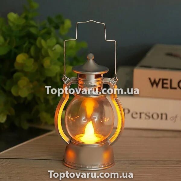 Декоративный новогодний фонарь 048В-1 Серебристый 7429 фото