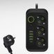 Мережевий фільтр подовжувач 2м 3*220V, 4USB + Type-C Power-Socket F09U Чорний 35162 фото 3