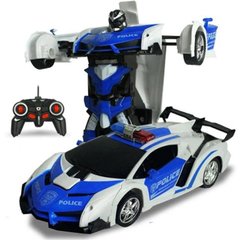 Машинка Трансформер с пультом Lamborghini Police Robot Car Size 18 Синяя