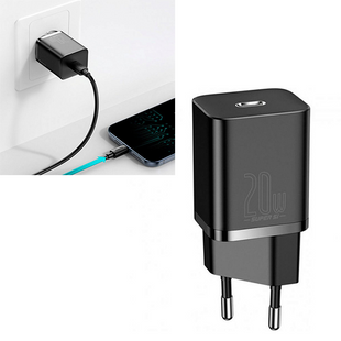 Сетевое зарядное устройство Baseus Super Silicone PD Charger 20W (1Type-C) Черный 9545 фото