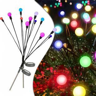 Комплект садових світильників декоративних Світлячки 2 шт по 6LED RGB 70см 30732 фото