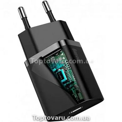 Мережевий зарядний пристрій Baseus Super Silicone PD Charger 20W (1Type-C) Чорний 9545 фото