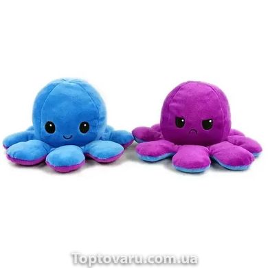 Мягкая игрушка осьминог перевертыш двусторонний «веселый + грустный» Голубой фиолетовый 10645 фото