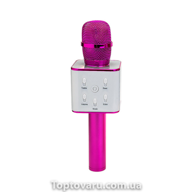 Портативний бездротовий мікрофон караоке q7 рожевий + чохол 11148 фото