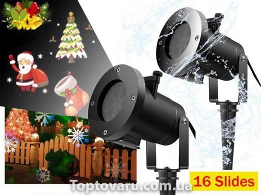 Декоративний вуличний лазерний LED проектор Christmas Laser Projector 16 картриджів 1387 фото