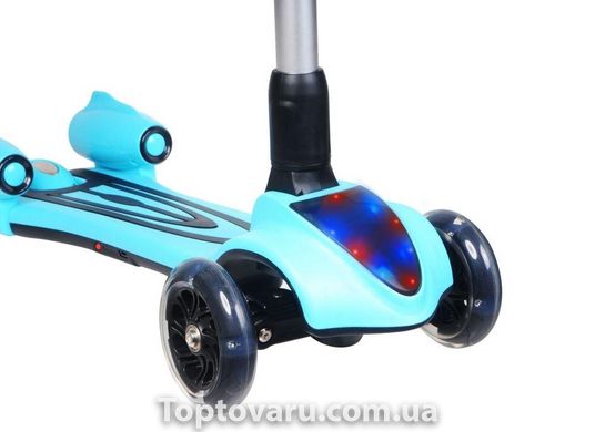 Детский самокат Scooter с Музыкой Дымом Подсветкой и bluetooth Синий 1029 фото