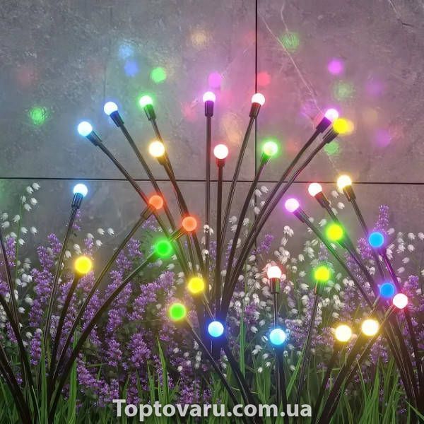 Комплект садових світильників декоративних Світлячки 2 шт по 6LED RGB 70см 30732 фото