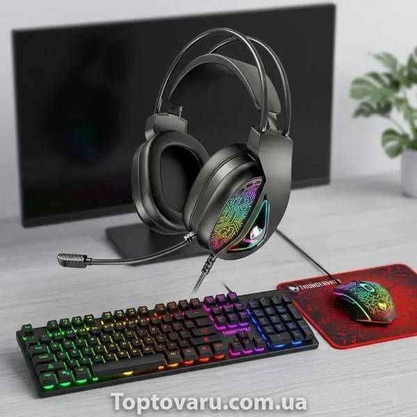Игровой комплект клавиатура, мышь, наушники, коврик Gaming Combo 4-in-1 T-Wolf TF-400 Черный 36438 фото