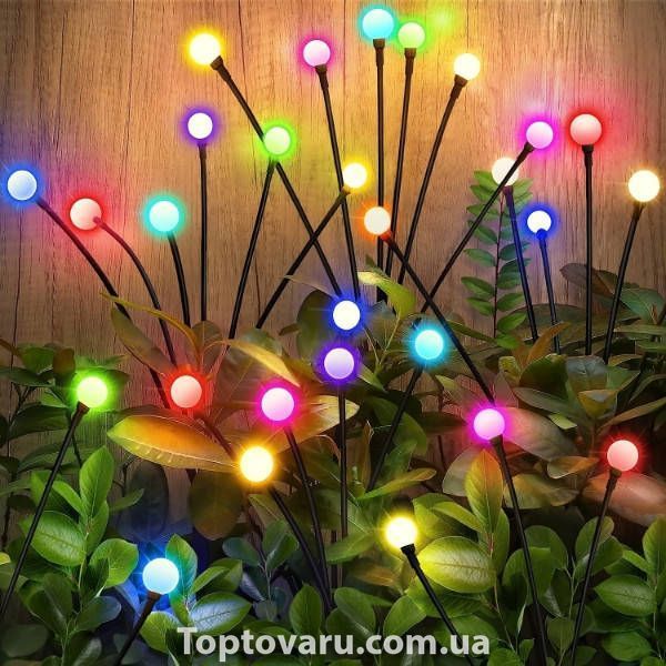 Комплект садових світильників декоративних Світлячки 2 шт по 6LED RGB 70см 30732 фото