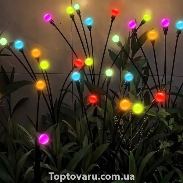 Комплект садових світильників декоративних Світлячки 2 шт по 6LED RGB 70см 30732 фото