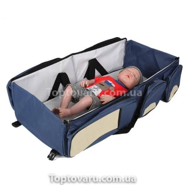 Сумка для мам многофункциональная, переноска-кровать для младенцев Baby room Синяя 19975 фото