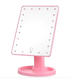 Настільне дзеркало для макіяжу Mirror з LED підсвічуванням 22 діода квадратне Рожеве 544 фото 2
