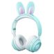 Навушники бездротові дитячі з вушками кролика LED підсвічування KE-01 Бірюзові 13356 фото 1